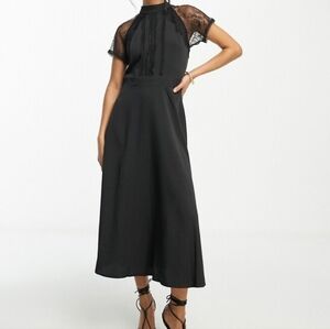 ASOS | Dresses | Asos Black Midi Dress With White Collar | Poshmark